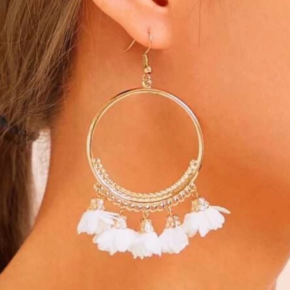 Gold Flower Hoop Earrings